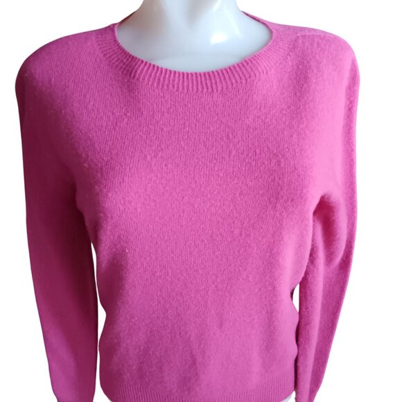Medium Women's Crewneck Sweater Pink Long Sleeve Soft Knit Top Rose Pink - Picture 1 of 5